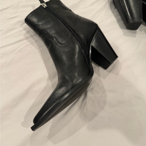Mango Black Leather Ankle Boots - Picture 2 of 4
